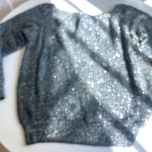 Agnes B Paris Vintage 3/4 slv metallic silver & black disco sweater Sz 1 (US M)